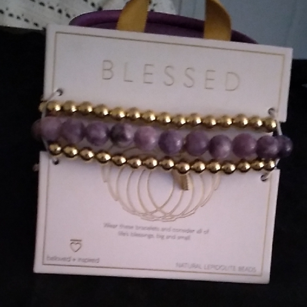 Blessed Purple and Gold Beaded Bracelet